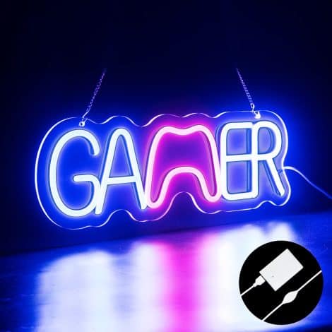 Adjustable Gamer Room Decor with CRMETA LED Game Neon Sign, perfect for Indian boys, girls, and teens.