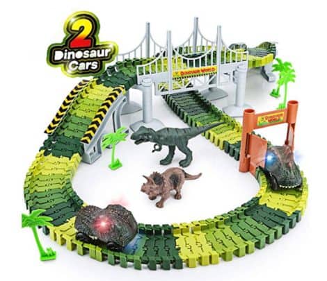 Big Jurassic World Train Toy with 142 Snaptron Dinosaur pieces, track, and 2 cars; for Indian kids.