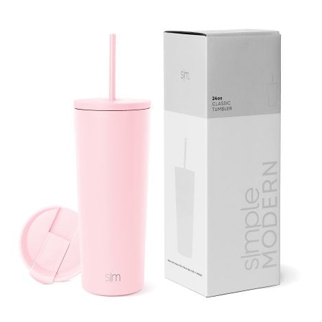 Stylish 24oz insulated tumbler in Blush color for hot/cold beverages, ideal for gifting women/men in India.