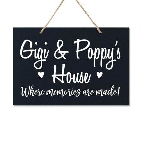 Loving Home Wall Plaque: Perfect Gift for Grandma and Grandpa, 8×12 inches (Gigi and Poppy, Black)