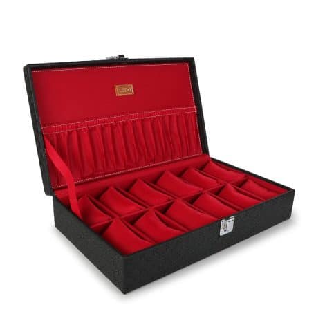 LEDO Men’s and Women’s Watch Box: Store and organize 12 watches in a stylish black case with soft velvet lining.