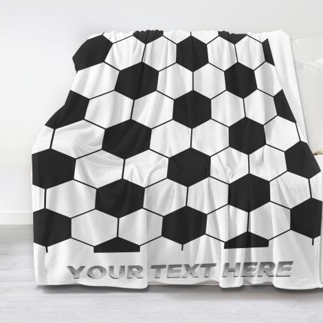 Sinlley Personalized Soccer Blanket: Customizable Name & Number, Warm White/Black Throw, 50X60 Inches. Perfect for Indian fans, moms, kids, and adults.