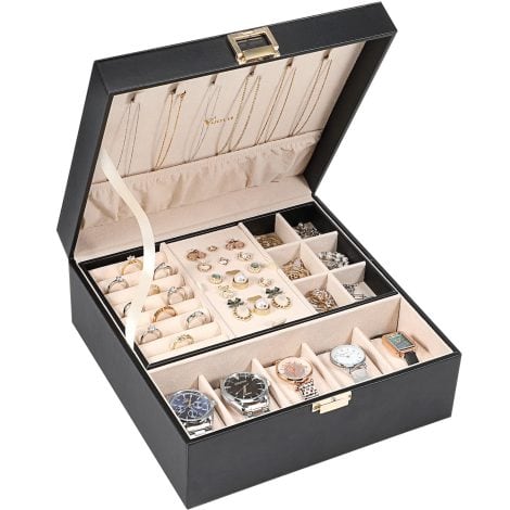 Voova Jewelry Box: Stylish and Functional Organizer for your Watches, Jewelry, Sunglasses, and Accessories.