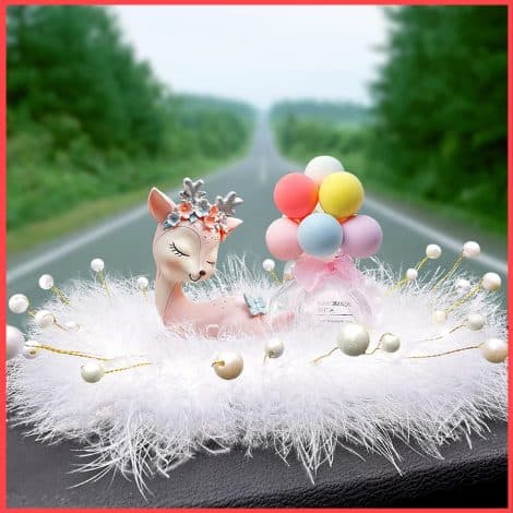 wolpin Car Decor – Delicate Fairy Deer Design with Perfume and Balloon for Car Dashboard and Desk Decoration