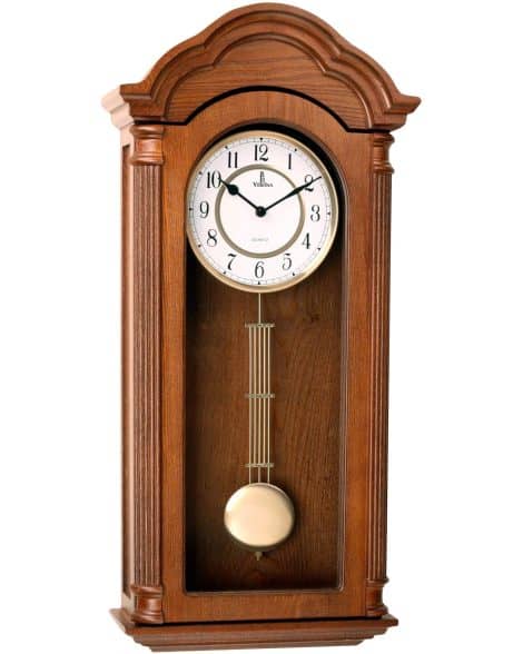 Large Battery Operated Wood Wall Clock with Pendulum – Silent Pendulum Clock for Home or Office Décor