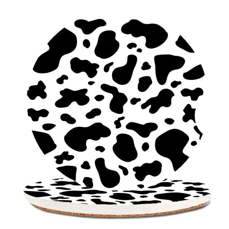 Cow Print Car Coasters – 2-Pack Cow Design Cup Holders with Cork Back and Grip Handle, Perfect Car Accessories for Both Genders.