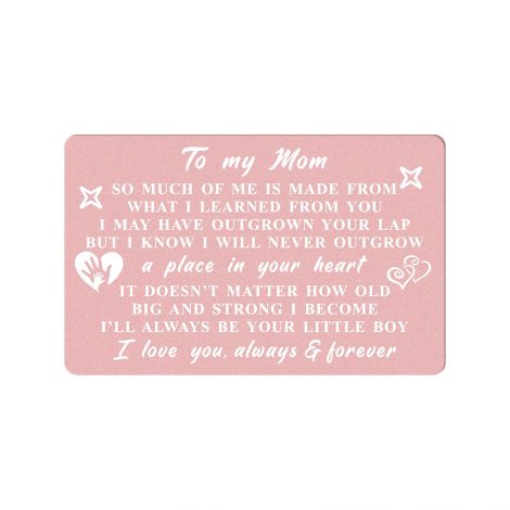 Son’s heartfelt engraved wallet card for Mom, a cherished gift to express eternal love. Ideal for birthdays, Mother’s Day, and Christmas.