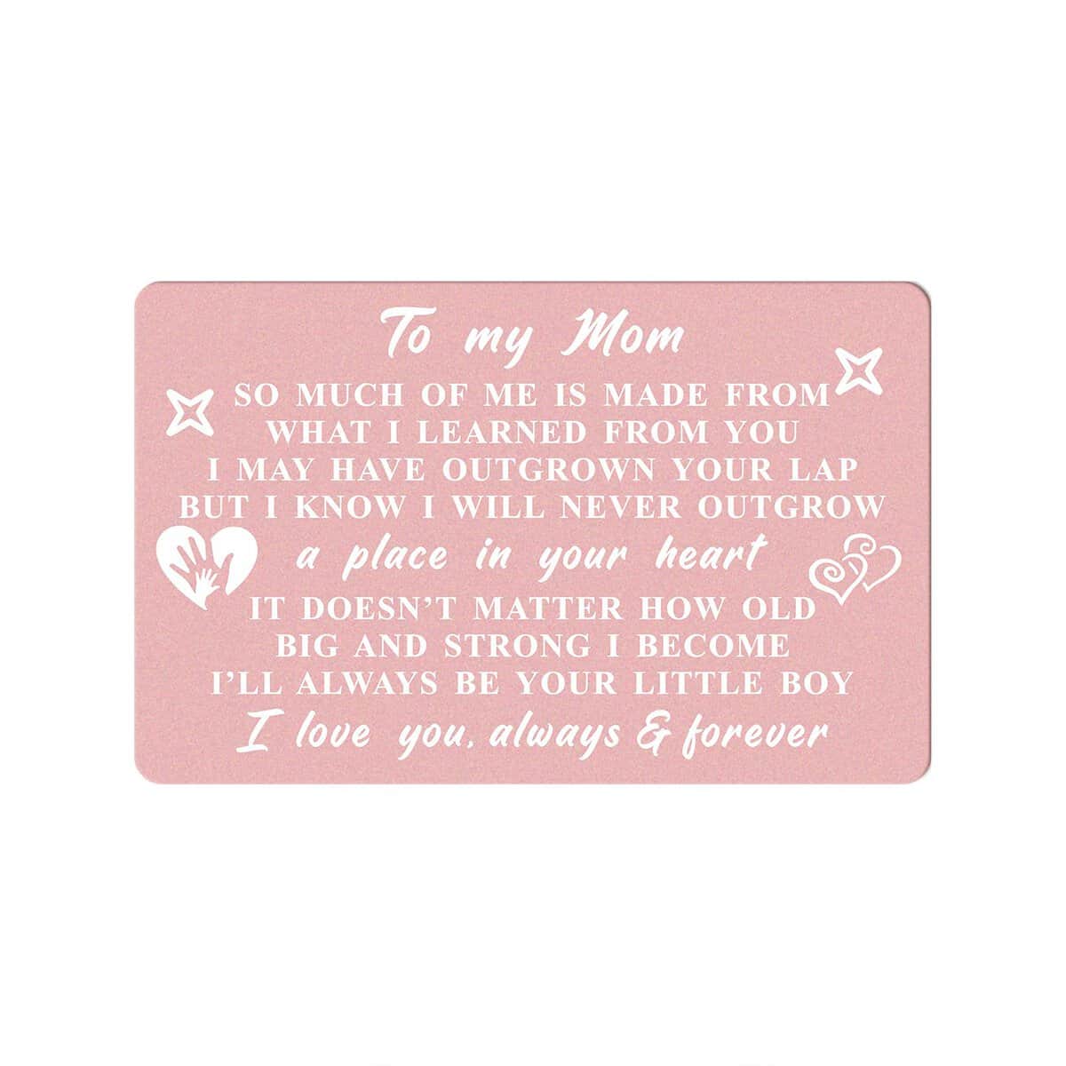 Engraved Wallet Card for Mom from Son, I'll Always Be You Little Boy, Son to Mother Gifts, Mom I Love You, Birthday Gifts Card for Mom from Son, Mothers Day, Christmas Presents