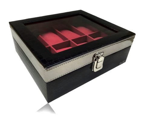 ChestKraft Watch Collection Box-12 Slots, Leatherette and Suede, Ideal for Men and Women. Available in Wine Blaze-8 Slots.