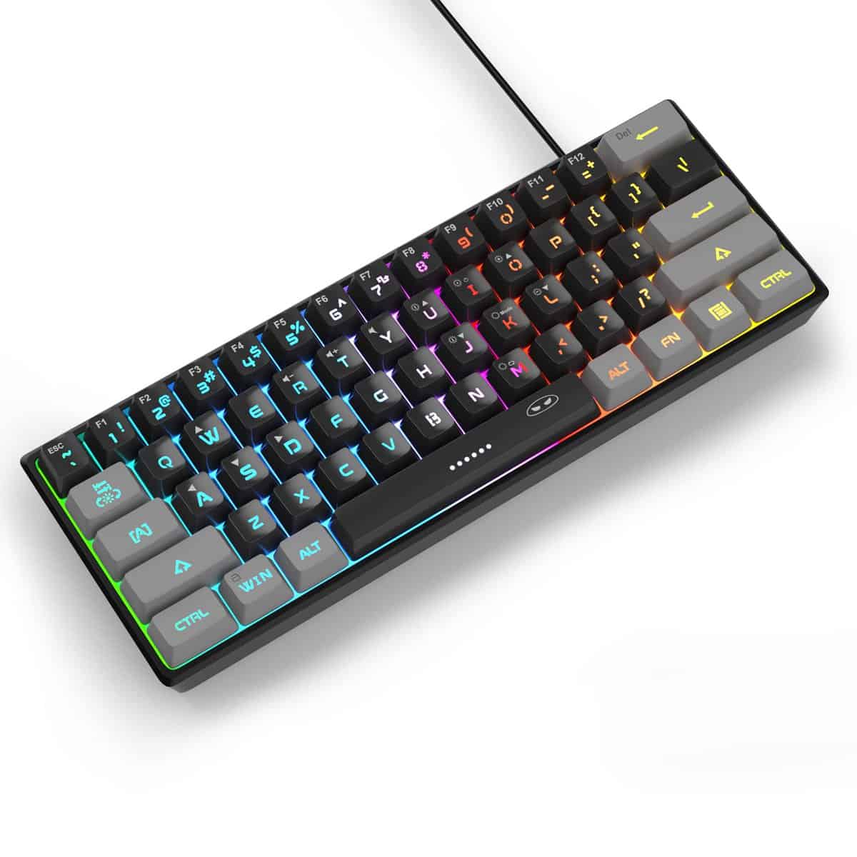 MageGee Mini 60% Gaming Keyboard, Rgb Backlit 61 Key Ultra-Compact Keyboard, Ts91 Ergonomic Waterproof Mechanical Feeling Office Computer Keyboard For Pc, Mac, Ps4, Xbox One Gamer, Wired (Grey Black)