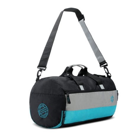 HARISSONS Trinity Gym Sports Bag (Black&Turquoise) with 2-in-1 Yoga Mat Holder, Shoe Compartment, and Shoulder Strap.