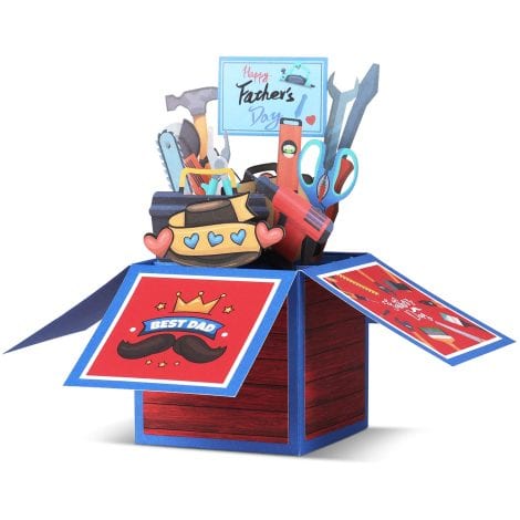 Giiffu Father’s Day Toolbox Card: 3D Pop-Up Greeting Card, Special Gift for Dad, Husband, Grandpa, and more.