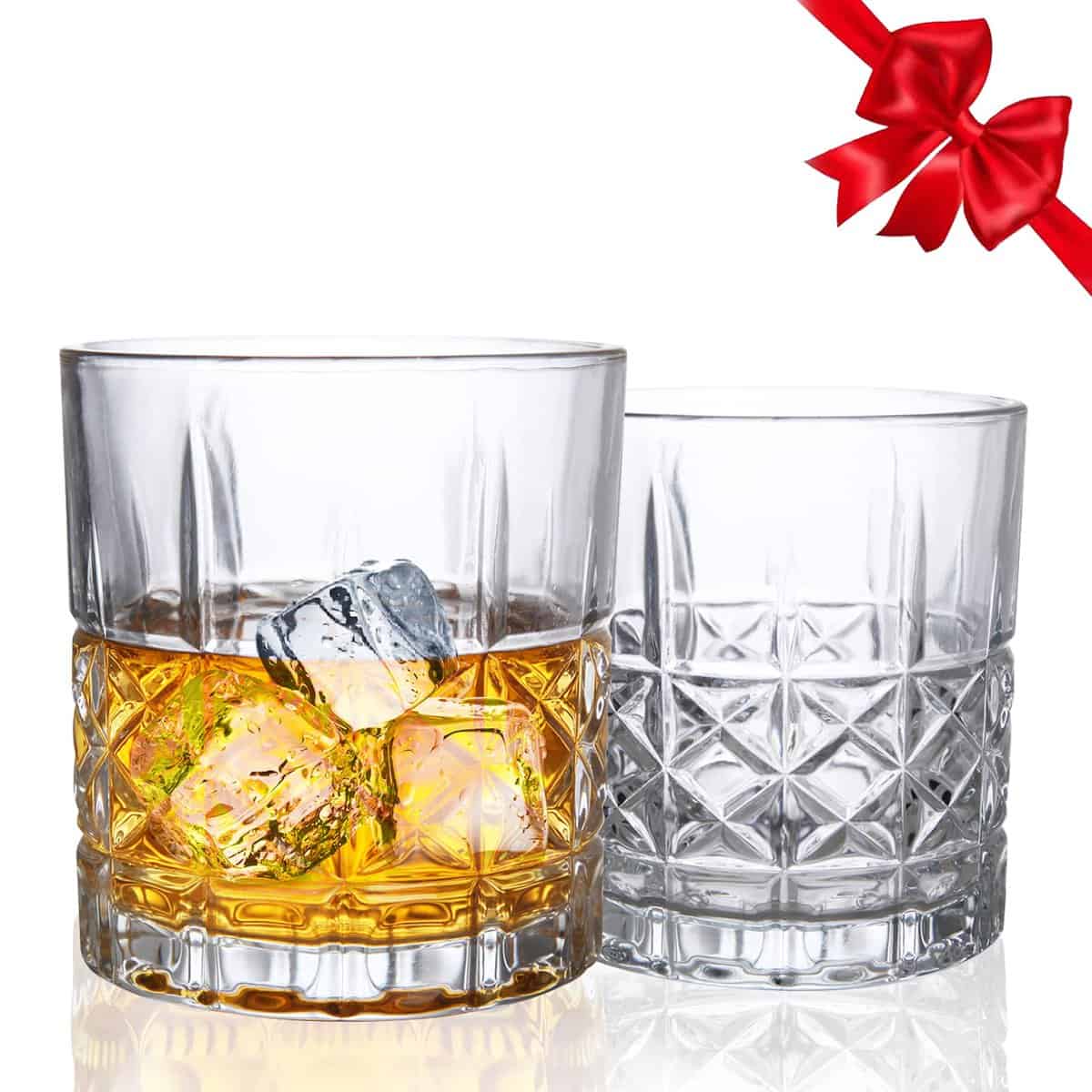 Whiskey Glasses, Kitchenexus Old Fashioned Glasses for Whisky Cocktails Bourbon, 10oz/300ml Scotch Glasses Set of 2, Perfect for Father's Day Valentine's Day Gifts, Bars, Restaurants and Home