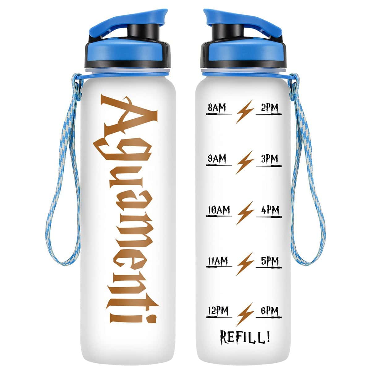 LEADO 32oz 1Liter Motivational Water Bottle w/Time Marker - Aguamenti, HP Merchandise - Funny Potterhead Birthday, Christmas Gifts for Women, Men, Friends, Mom, Dad, Wife, Husband - Drink More Water