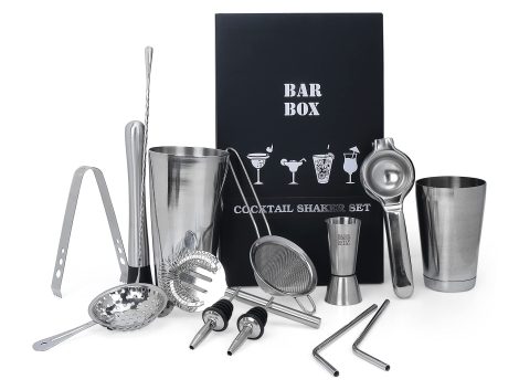 14-Piece Cocktail Shaker Set: High-Quality Stainless Steel Bartender Kit for Mixing Drinks. Perfect Kitchen Bar Accessory!