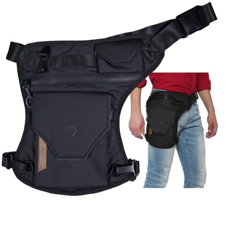 Black Carbonado Vector Unisex Waist Bag, Waterproof Crossbody Bag for Travel, Outdoor & Adventures –