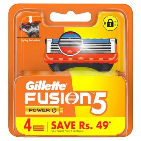 Gillette Fusion Power Blades for men with back blade – 4 count for a flawless shave and beard grooming.