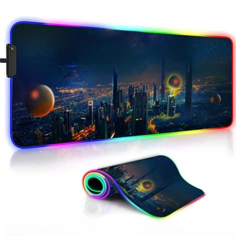 Qizlar City Height Gaming Mouse Pad: Big, Waterproof, RGB with 12 Lighting Modes for Indian Gamers.