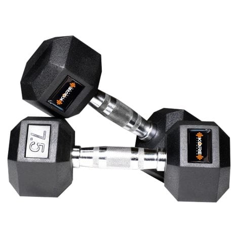 Kore Rubber Coated 7.5 Kg Dumbbells – Ideal for Home Gym; Suitable for Men and Women.