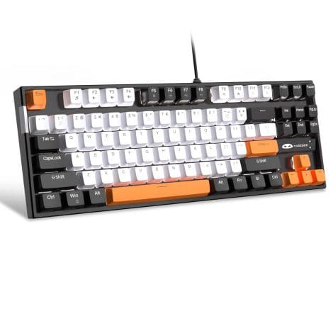 MageGee 75% Mechanical Gaming Keyboard – Yellow Switch, LED White Backlit, Compact TKL Wired Keyboard – White/Black. (Indian audience)