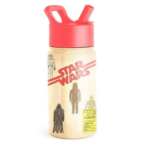 Stylish Star Wars Kids Water Bottle with Straw Lid that keeps drinks cold, perfect for school. (15 words)