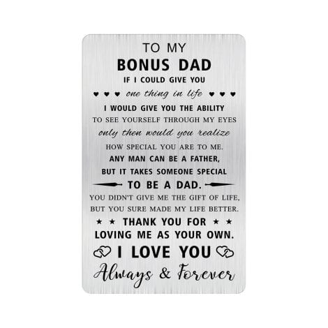 Thank You Bonus Dad Wallet Insert: Show appreciation to your stepdad with an engraved card. Perfect Father’s Day gift.