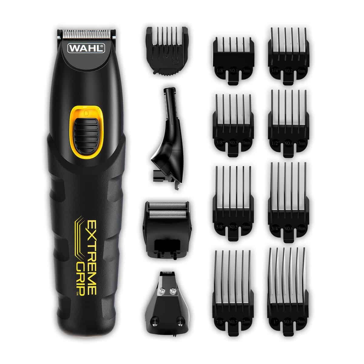 Wahl 9893-417 Extreme Grip 7-in-1 Hair Trimmers for Men, Nose Hair Trimmer for Men, Stubble Trimmer, Male Grooming Set, Body Trimmer for Men, Washable Heads (Black)