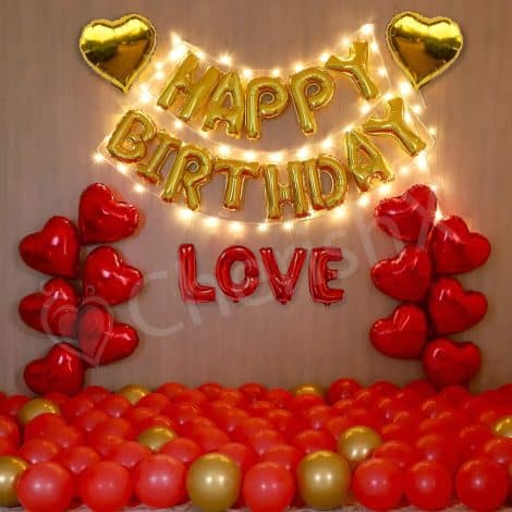 CherishX Birthday Decor Kit – Stunning 57pc Combo with LED Lights, Foil Balloons, and More!