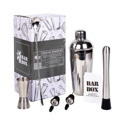 7 Piece Cocktail Shaker Set for Indian homes – High-quality stainless steel bartender kit with accessories for delicious drinks. Perfect Secret Santa gift!