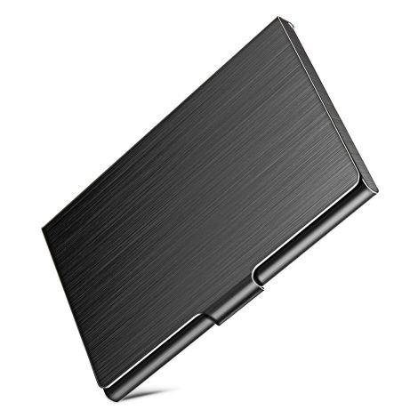 Black Buckle Style Metal Card Holder for Professionals, Ideal for Men and Women in India.