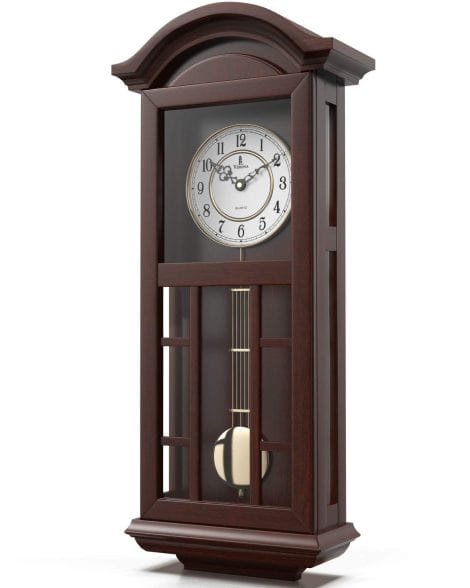 27″ x 11.5″ Battery Operated Pendulum Wall Clock – Silent, Grandfather Style for Home & Office Décor.