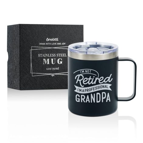 Stainless Steel Coffee Mug for Grandpa, Perfect Gift from Grandchildren for Special Occasions – Retired