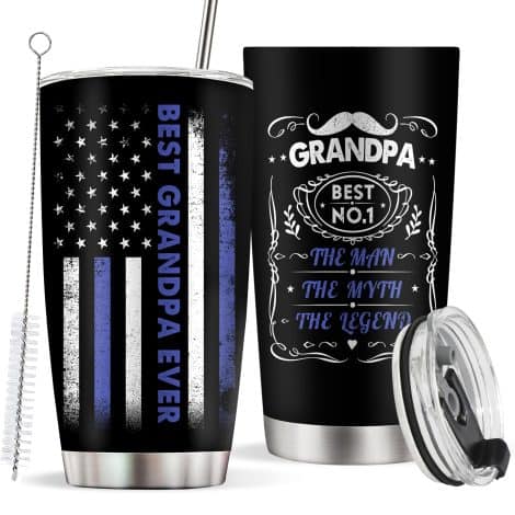 20 oz Coffee Tumbler Cup Mug, a special and unique gift for Grandpa on his birthday, Christmas, or Father’s Day.