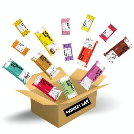 MONKEY BAR – The Optimal Snack Box – Nutritious Bars, 14 Pieces, 4-7 Natural Ingredients, 8 Protein & 6 Energy Bars, No Sugar, Ideal Healthy Present.