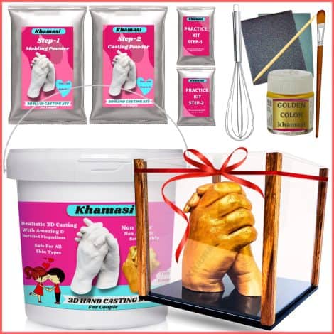 Khamasi 3D Couple Casting Kit: Perfect Anniversary Gift for Couples, with Hand Impressions & Frame.