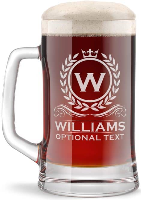 Customized Beer Mug with Engraved Monogram – Perfect Gift for Dad, the Beer Enthusiast.