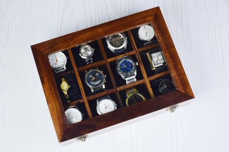 Wooden Watch Box for Men, Ideal Gift for Christmas, Anniversary, Valentine’s Day, or Father’s Day (Rose wood brown, 12 slots)