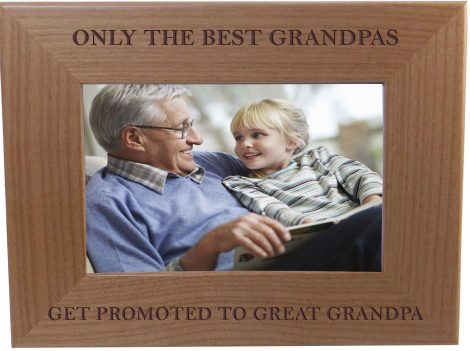 Best Grandpa promoted to Great Grandpa – 4×6 Inch Wood Picture Frame – Great Father’s Day gift