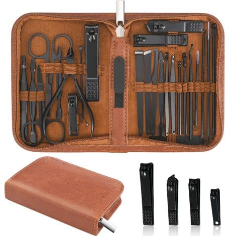 26-Piece Stainless Steel Manicure Set for Luxurious Nail Care, with Travel Case. Ideal for Indian consumers.