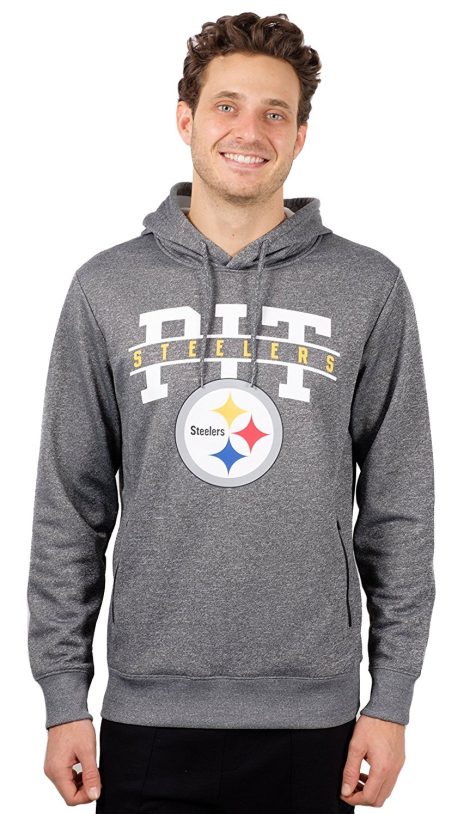 Gray/Navy Icer Brands NFL Men’s Fleece Hoodie with Zipper Pocket, perfect for Indian customers.