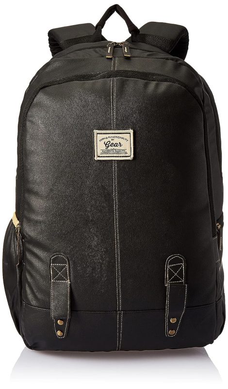 Classic Gear 20L Waterproof Anti-Theft Laptop Backpack for Men/Women, made of faux leather, in black.