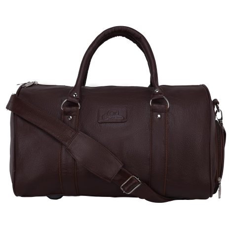 Brown Leather World Duffle Bag with Shoe Compartment for Men and Women, Ideal for Travel