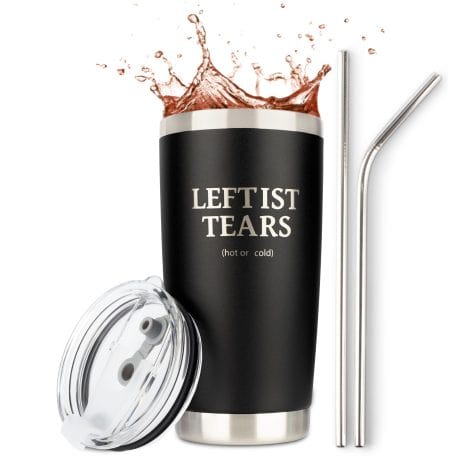 Funny and unique 20oz stainless steel tumbler with lid for coffee or cold drinks; perfect gift for conservative Indians.