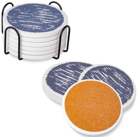 Blue Full Moon Ceramic Coasters: Perfect housewarming gifts, absorbent and stylish for men, women, birthdays, parties.