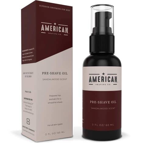 American Shaving Co Sandalwood Scent: Pre Shave Oil for Men (2Oz) – Sandalwood Barbershop Scent – 100% Natural Handcrafted blend with Argan & Jojoba – Top Men’s Shaving Oil for easy shaving.