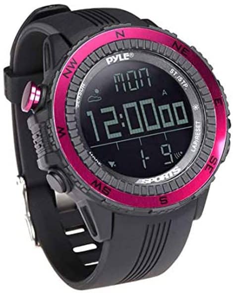 Pyle’s Smart Fit Sport Watch with Altimeter, Barometer, Compass, Timer & Weather Forecast – Pink.