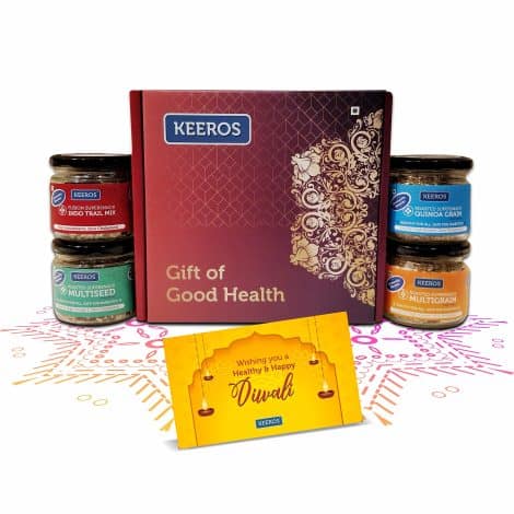 Healthy Diwali Gift Box filled with delicious and nutritious snacks, presented in a premium gift hamper. Perfect for Diwali gifting to employees and clients!