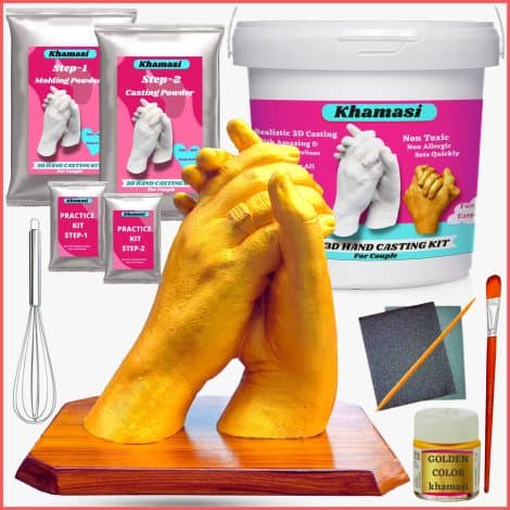 Couple’s Hand Casting Kit – Perfect gift for anniversaries and birthdays, includes moulding clay and powder.