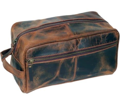 MNI Authentic Leather Travel Dopp Kit – Perfect Gift for Men and Women – Neat Toiletry Bag