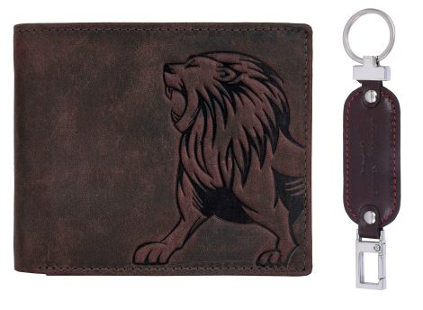 URBAN FOREST Men’s Vintage Brown Leather Wallet and Keychain Combo Gift Box